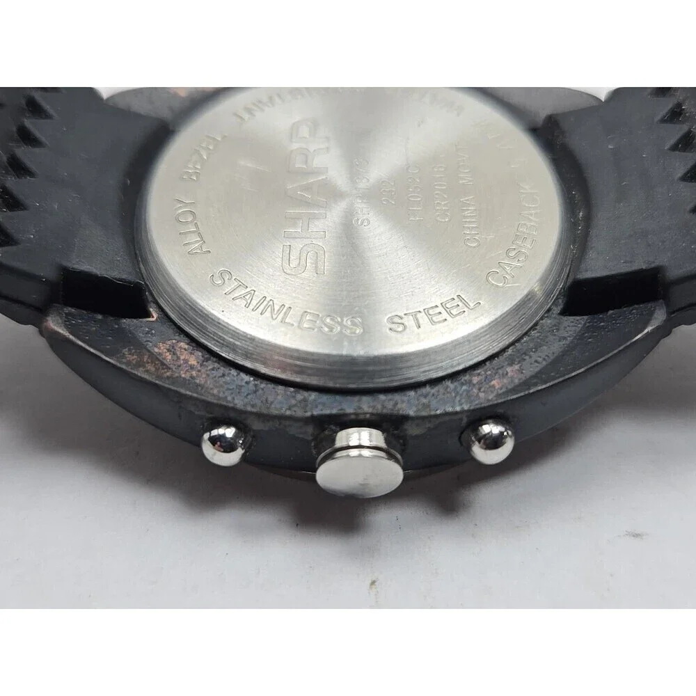 Sharp Analog Digital Quartz Sport Watch 5 ATM Black Rubber Band New Battery Mens